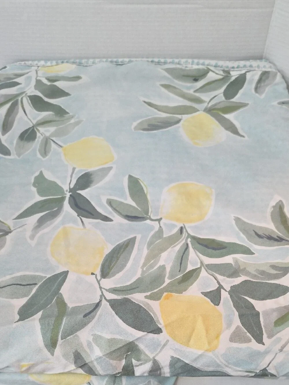 Pottery Barn Rebecca Atwood Lemon & Leaf Organic Cotton King Duvet Cover